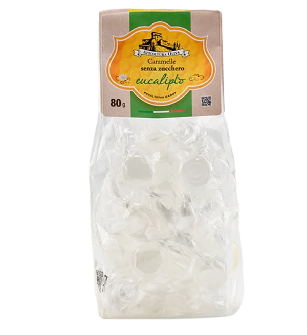 caramelle eucalipto senza zucchero 80gr forma rotonda